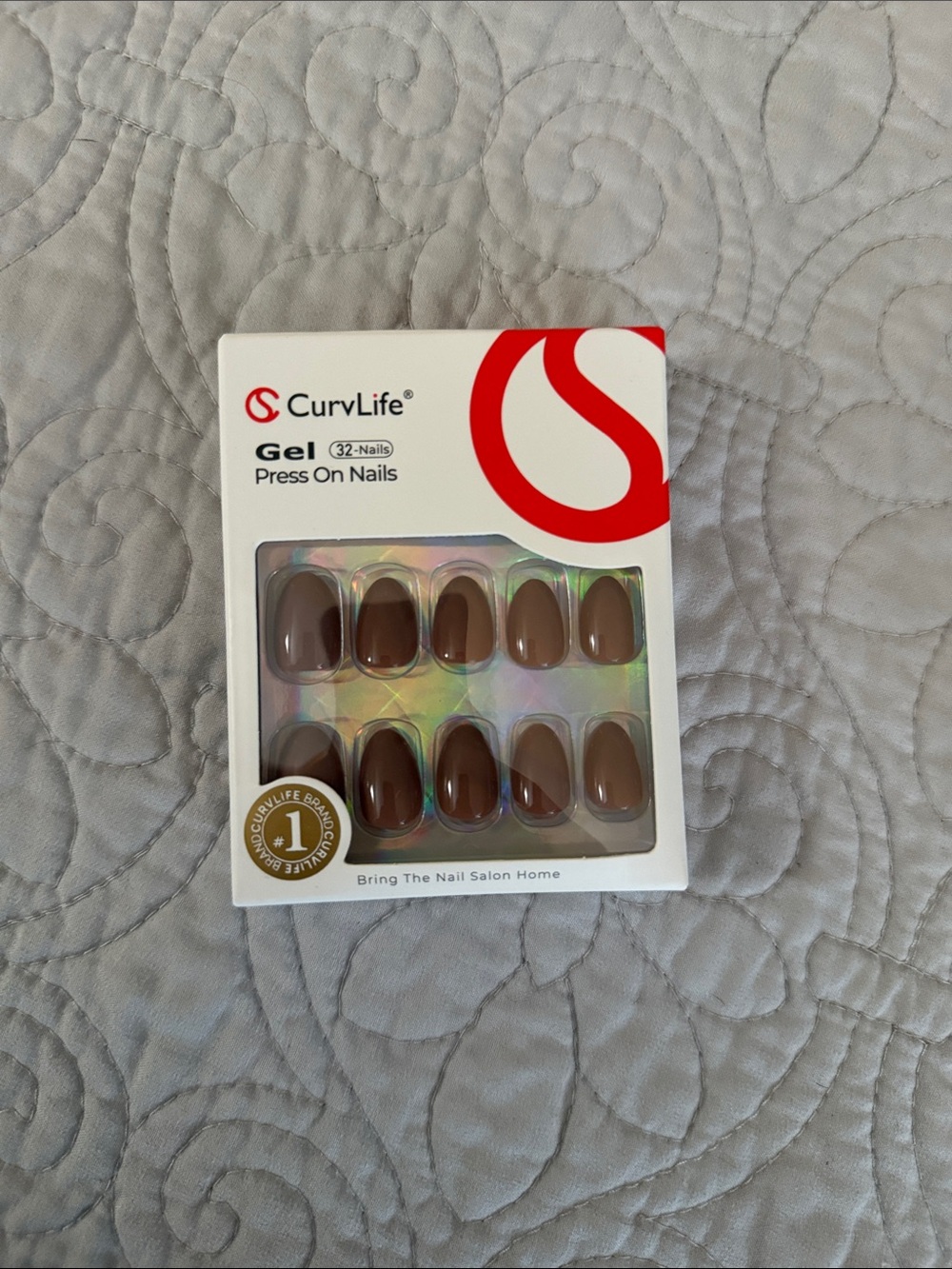 CurvLife Short Almond in Glossy Brown NIB